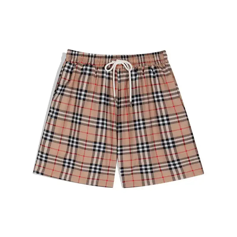 Lyra - Trendy Designer Karo Shorts Beige
