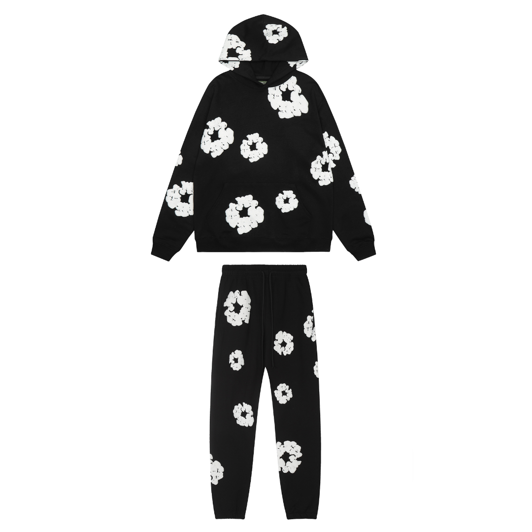 Lyra - Schwarzer Blumen Tracksuit